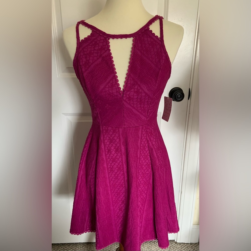 NWT Fuschia Free People lace fit and flare dress size 4